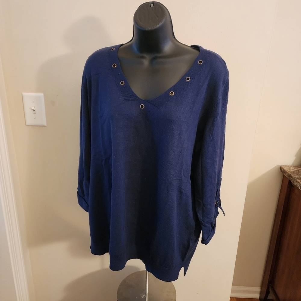 W1 - NWOT Creation L Blue V- Neck Sweater Sz 14